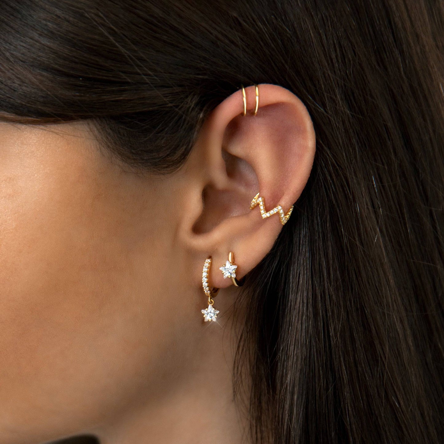 Hanging Star Earrings - Lyra-Gold-Nora Luxe