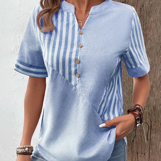 Image of Hannah | Women's Button-Down Striped Blouse