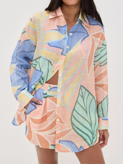 Chic Women's Floral Two Piece Outfit - Olytrend