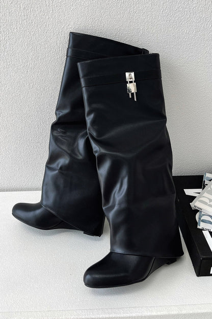 Trendy Black Mid Calf Women's Boots
