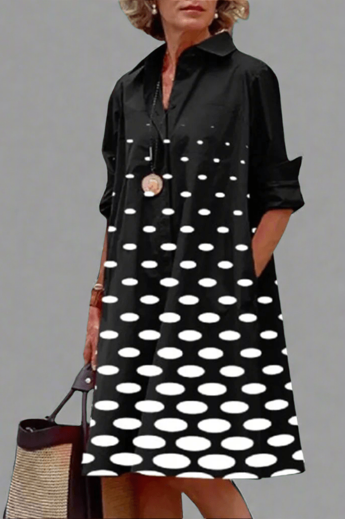 Cute Polka Dot Ladies Mini Button Dress - Olytrend