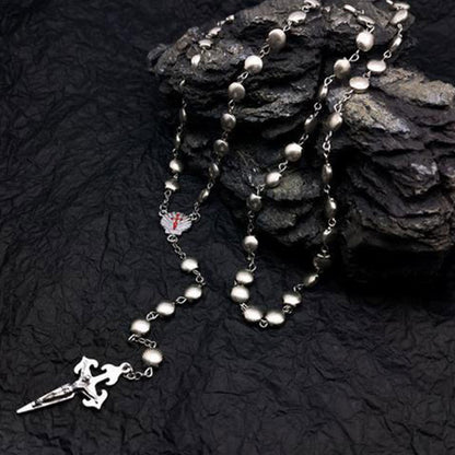 Heart-Shaped Cat's Eye Stone Rosary Necklace - Elara-Alloy-Nora Luxe
