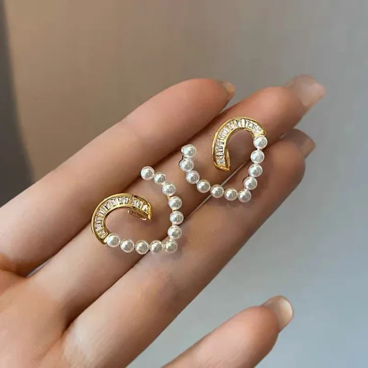 Lovely Pearl and Zirconia Drop Earrings - Pexav