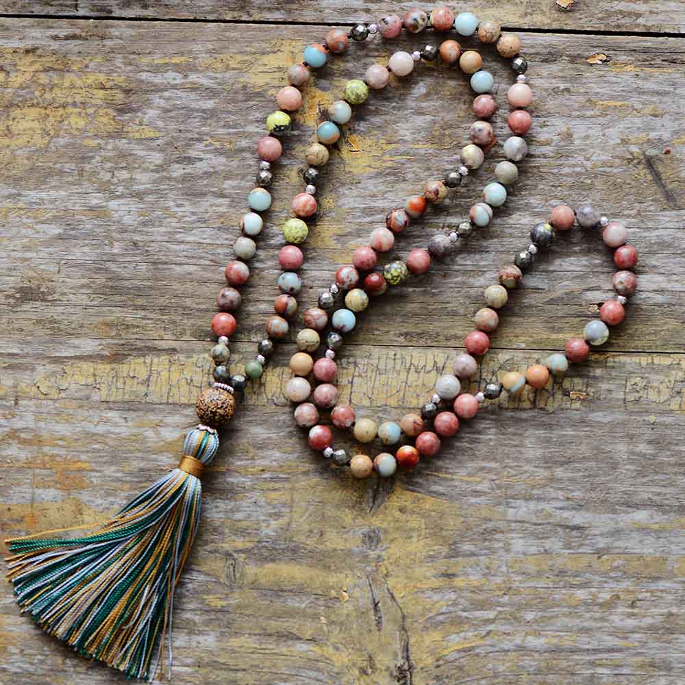 Healing Gemstone Mala Necklace - Pexav