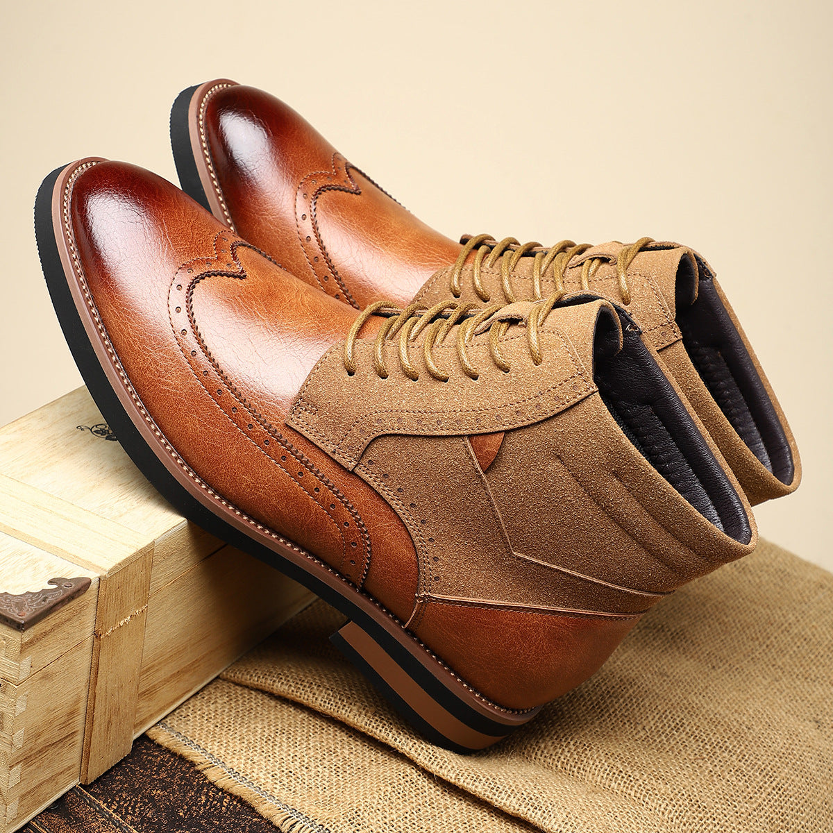 Image of Hector | Men's Wingtip Lace-Up Ankle Boots