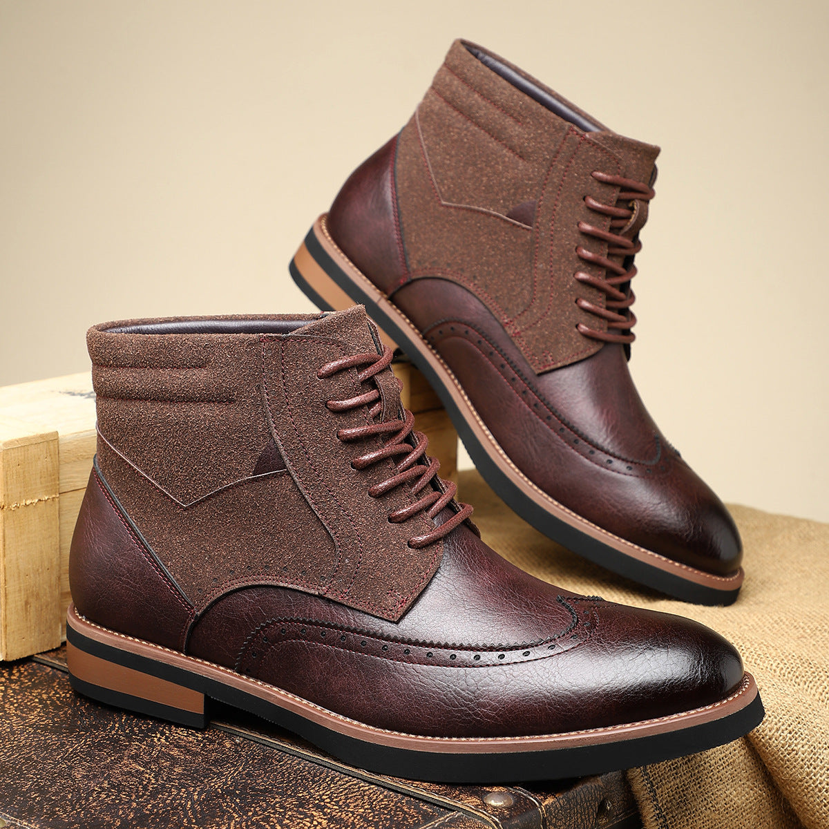 Image of Hector | Men's Wingtip Lace-Up Ankle Boots