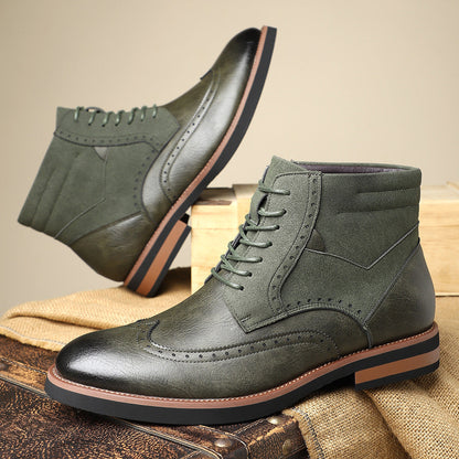 Classic Men's Leather Oxford Boots - Olytrend
