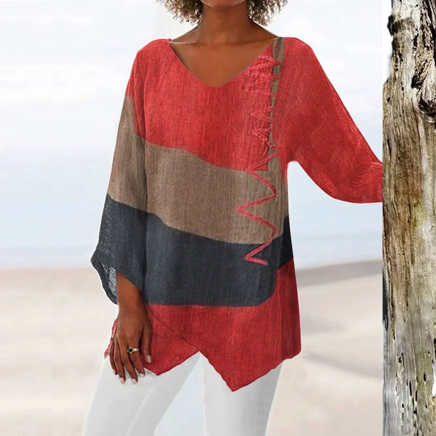 Elegant V-Neck Long Sleeve Shirt - Olytrend