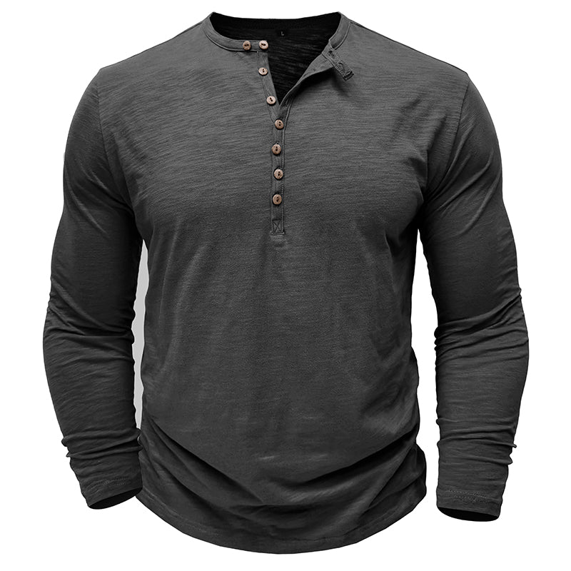 Classic Men's Textured Long Sleeve Button Shirt - Nocini