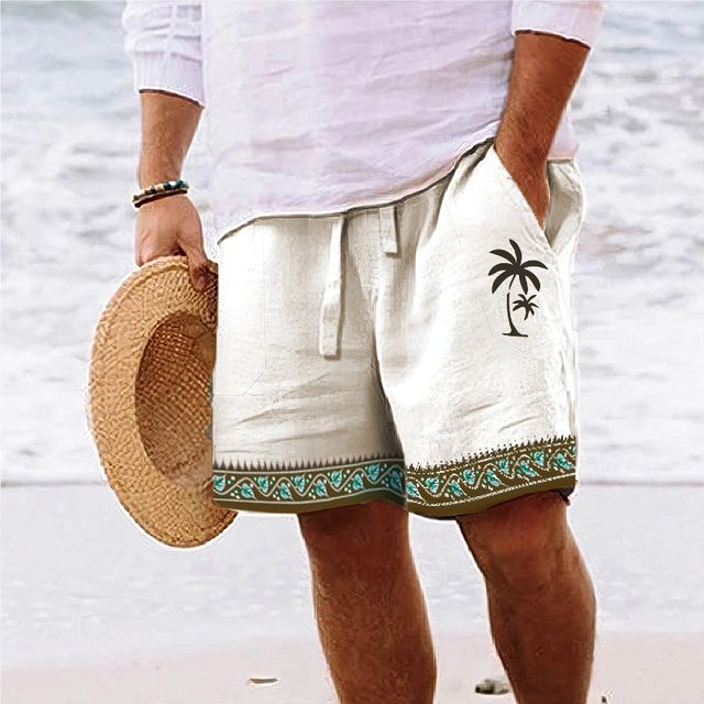 Comfortable Men's Beach Shorts Graphic Print Quick Dry