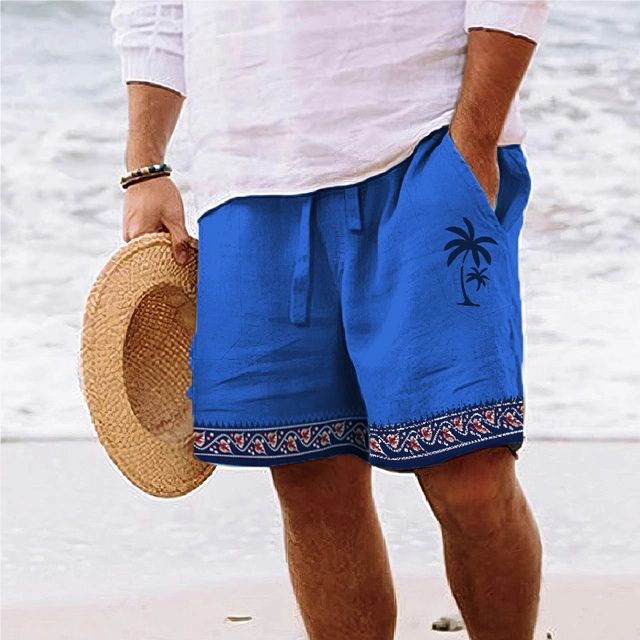 Comfortable Men's Beach Shorts Graphic Print Quick Dry