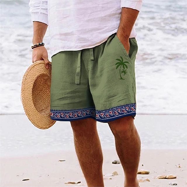 Comfortable Men's Beach Shorts Graphic Print Quick Dry