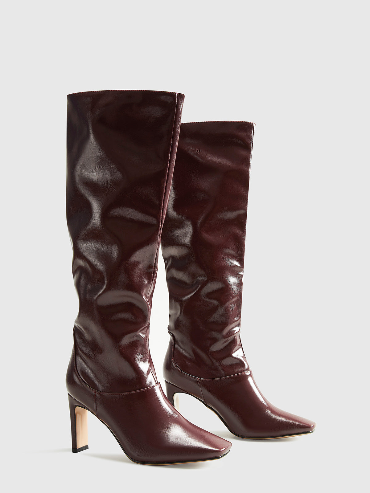 Tall Block Heel Long Leather Boots
