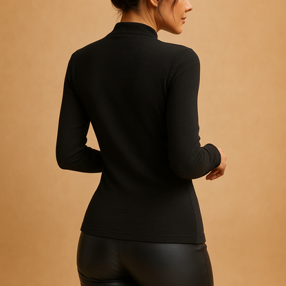 Women’s high neck pleated blouse with elegant detailing and comfortable stretch fit, perfect for work, business, or formal occasions.