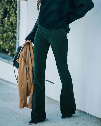 High Waist Flare Pants for Women – Noa-Dark green-S-The Livary