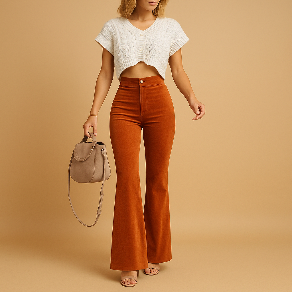 Comfortable Wide Leg Corduroy Women's Pants - Nocini