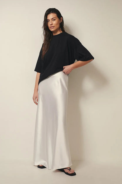Elegant Mid Waist Silk Mini Skirt - Pexav