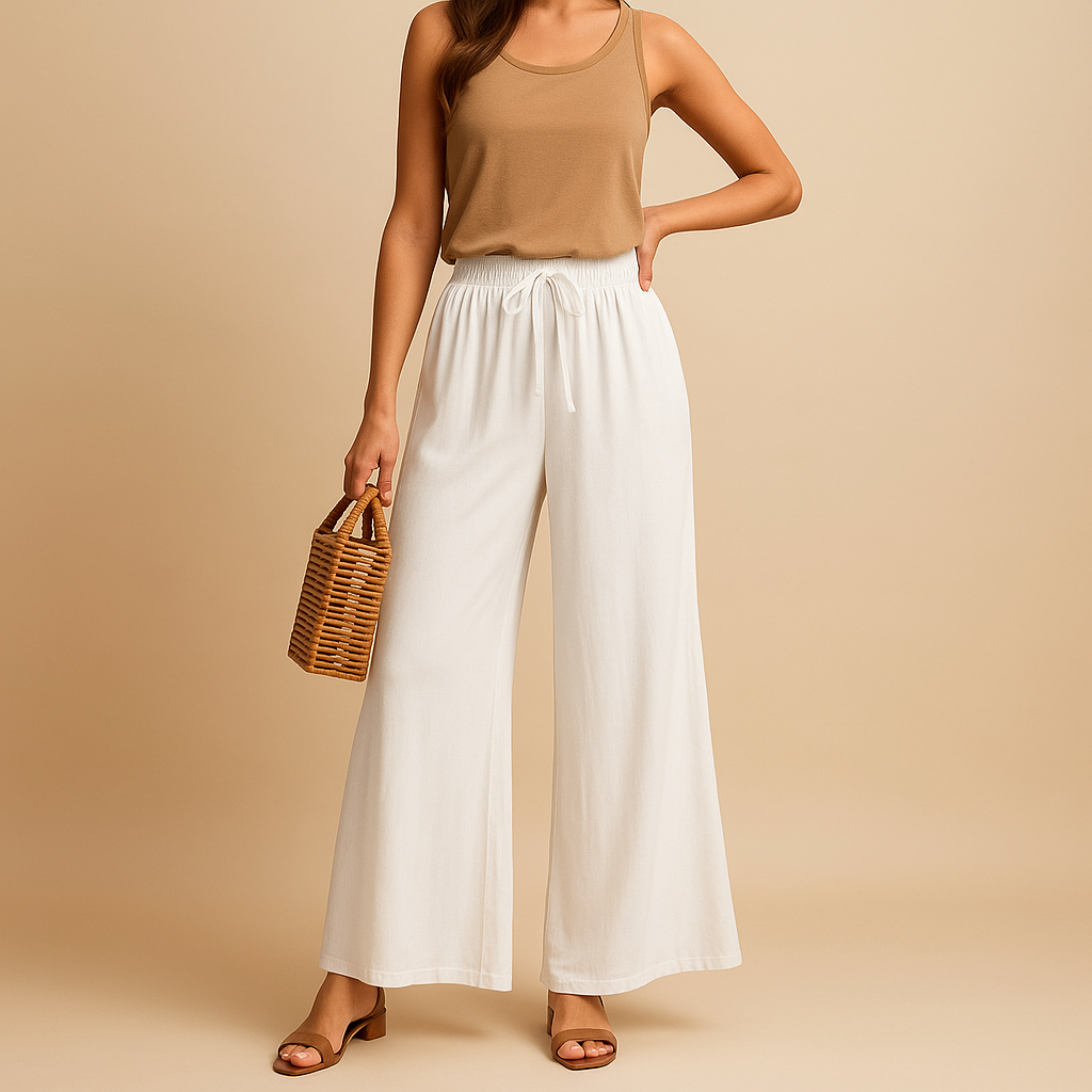 Comfortable High Waist Wide Leg Pants for Women - Nocini