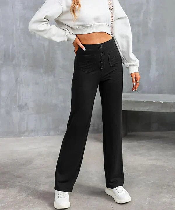 Comfortable High Waisted Straight Leg Women's Pants