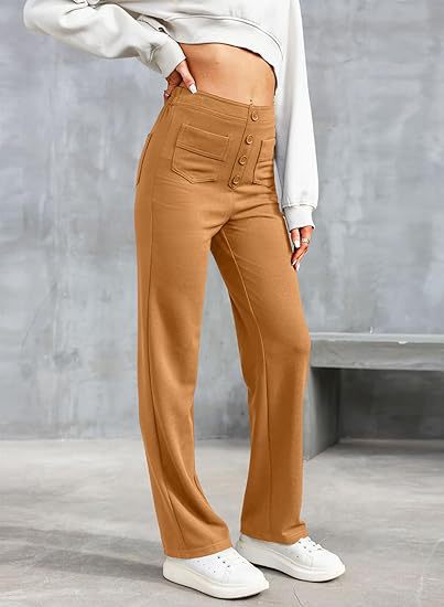 Comfortable High Waisted Straight Leg Women's Pants