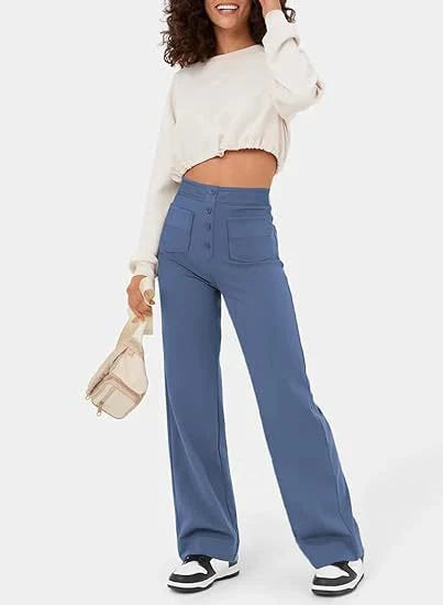 Comfortable High Waisted Straight Leg Women's Pants