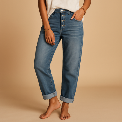 Comfortable Women's Relaxed Fit High Waisted Jeans - Nocini