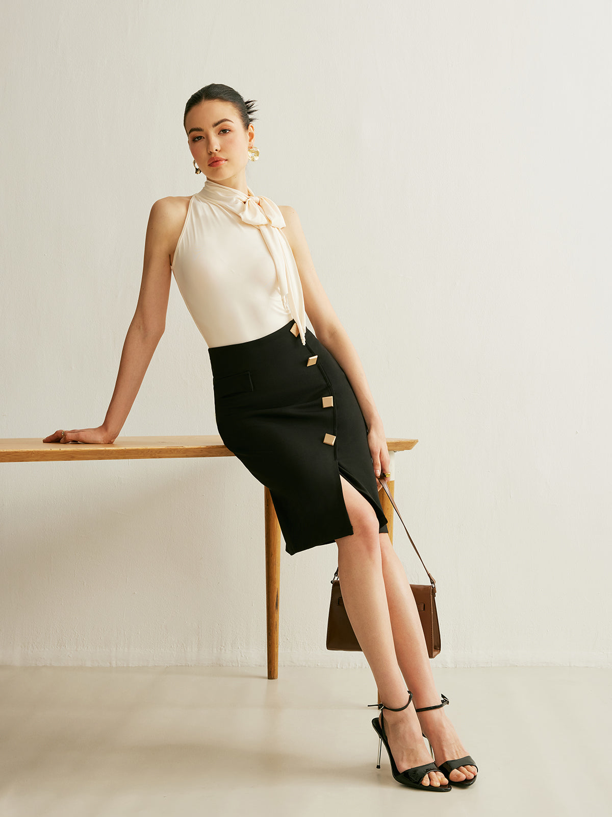Comfortable Elastic Waist Midi Skirt