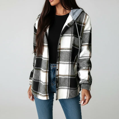 Warm Plaid Hoodie for Ladies