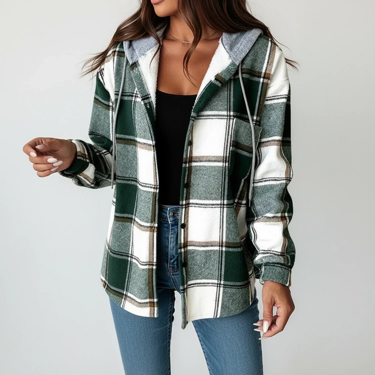 Warm Plaid Hoodie for Ladies - Olytrend