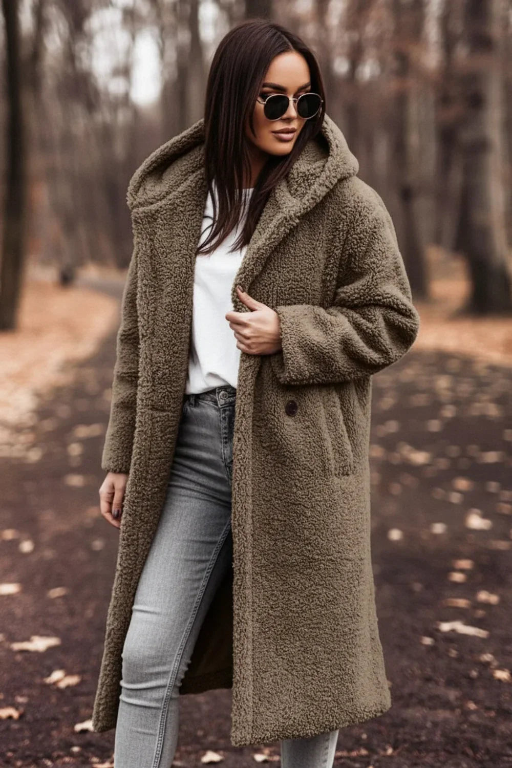 Hooded Teddy Coat for Women AI replaced image