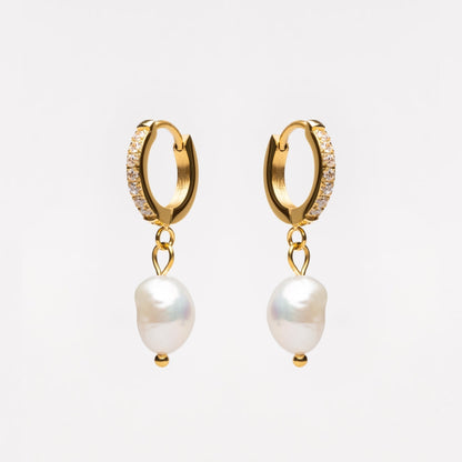 Hoops with freshwater pearls - Arina-Gold-Nora Luxe