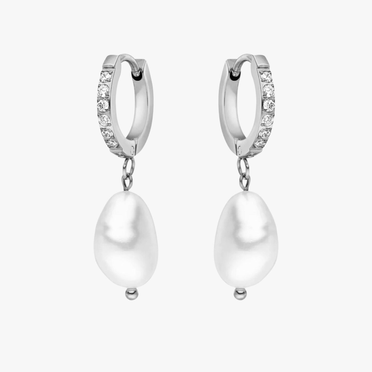 Hoops with freshwater pearls - Arina-Silver-Nora Luxe