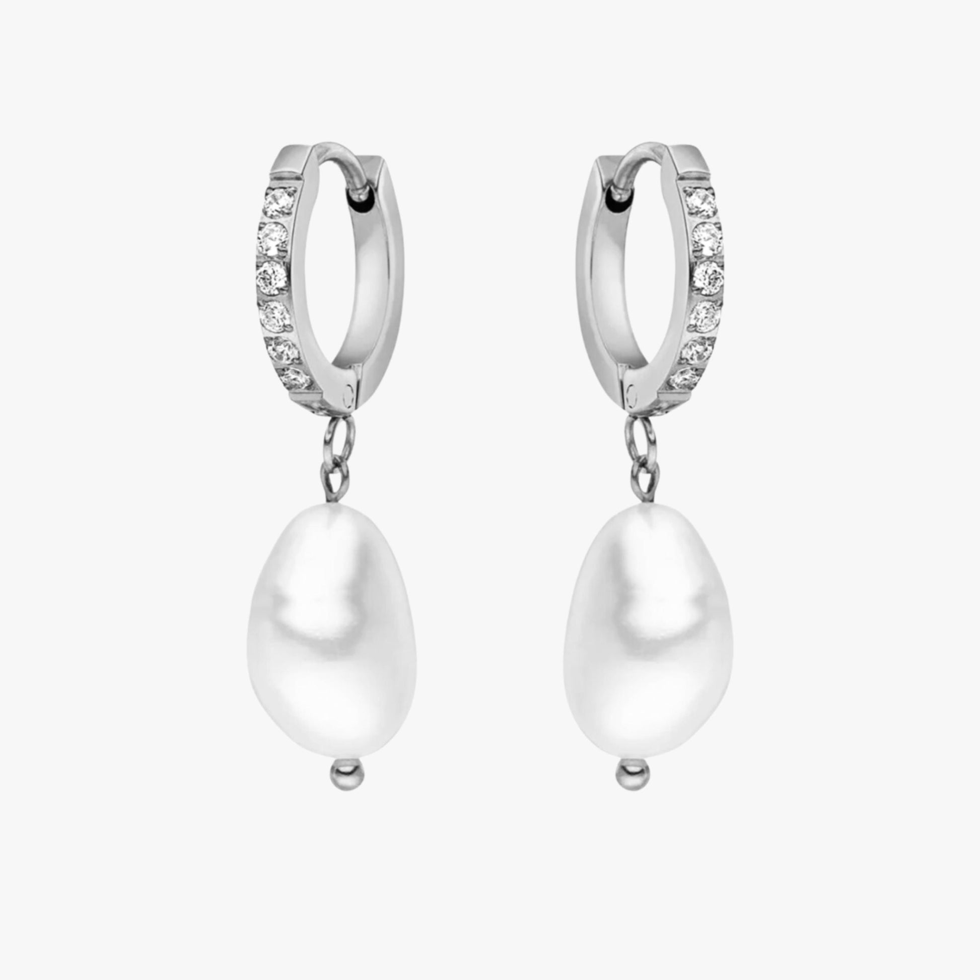 Hoops with freshwater pearls - Arina-Silver-Nora Luxe