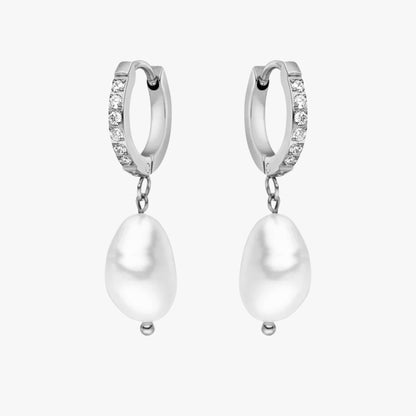 Hoops with freshwater pearls - Arina-Silver-Nora Luxe