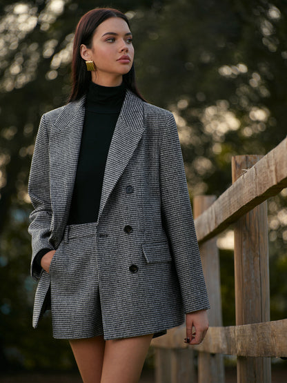 Classic Patterned Wool Jacket - Pexav