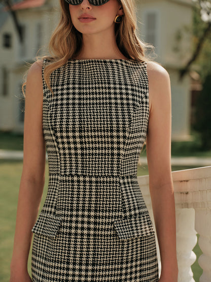 Classic Pattern Zip Front Dress