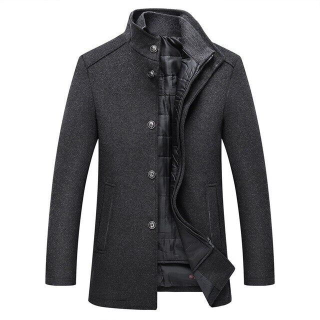 Warm Men's Insulated Mid-Length Winter Coat