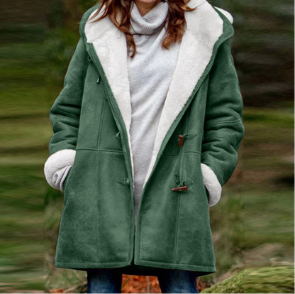 Warm Women's Sheepskin Parka Coat with Hood