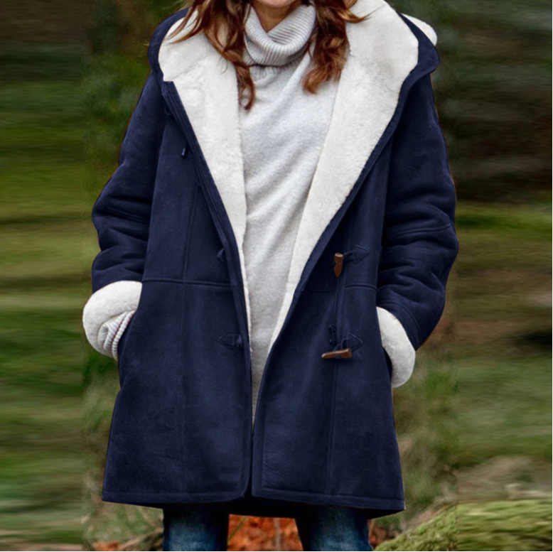 Warm Women's Sheepskin Parka Coat with Hood