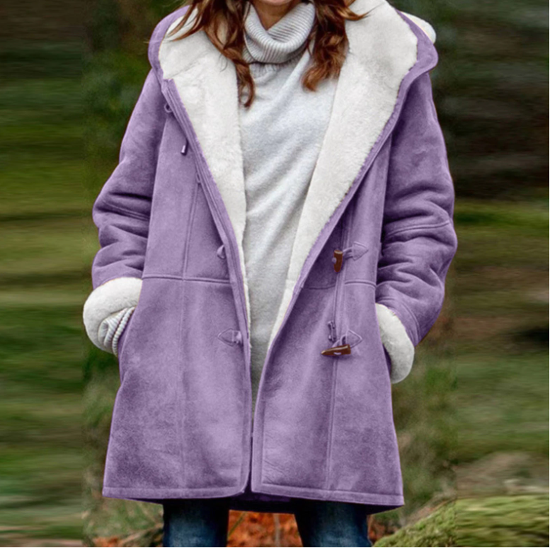 Warm Women's Sheepskin Parka Coat with Hood