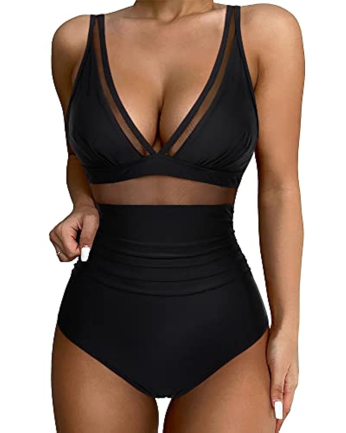 Women's Slim Fit Deep V Swimsuit with High Legs