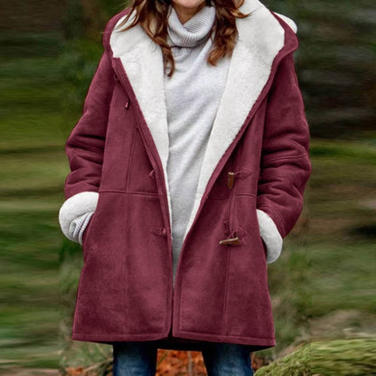 Warm Women's Sheepskin Parka Coat with Hood