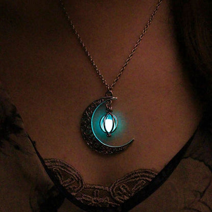 Glowing Night Sky Pendant Necklace - Pexav