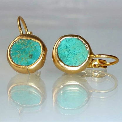 Turquoise Drop Blue Gold Earrings