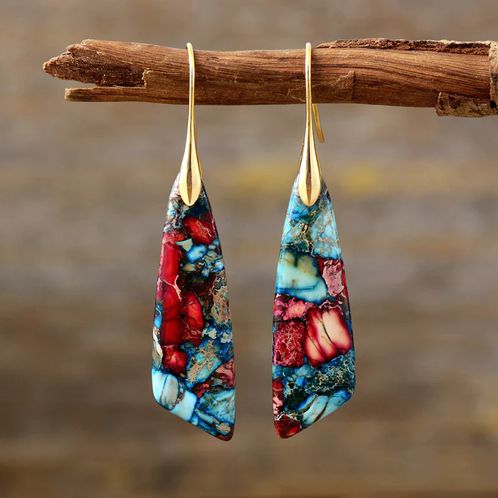 Vintage Style Bright Stone Drop Earrings - Nocini