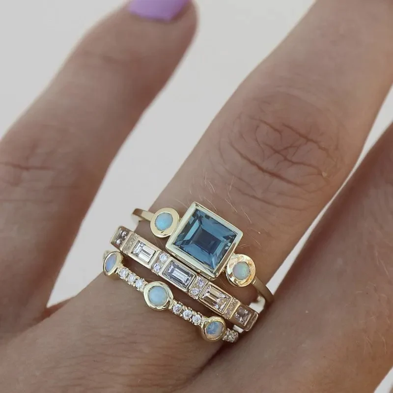 Classic Navy Blue Gemstone Ring Collection - Nocini