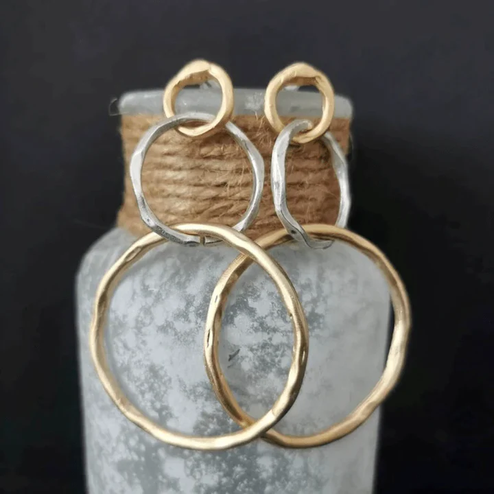 Classic Metallic Circle Drop Earrings - Nocini