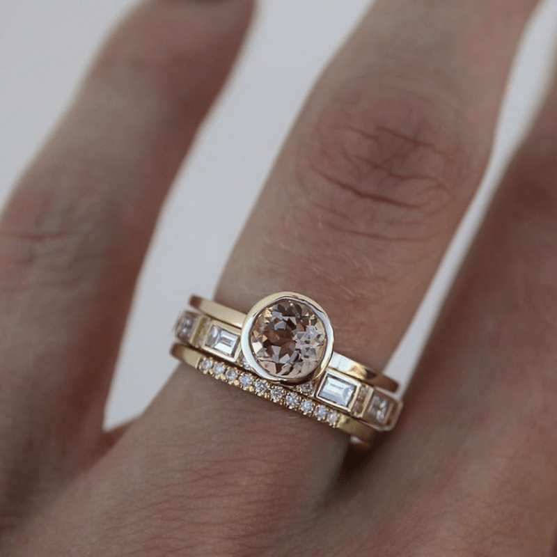 Luxury Crystal Accent Gold Ring Set - Nocini