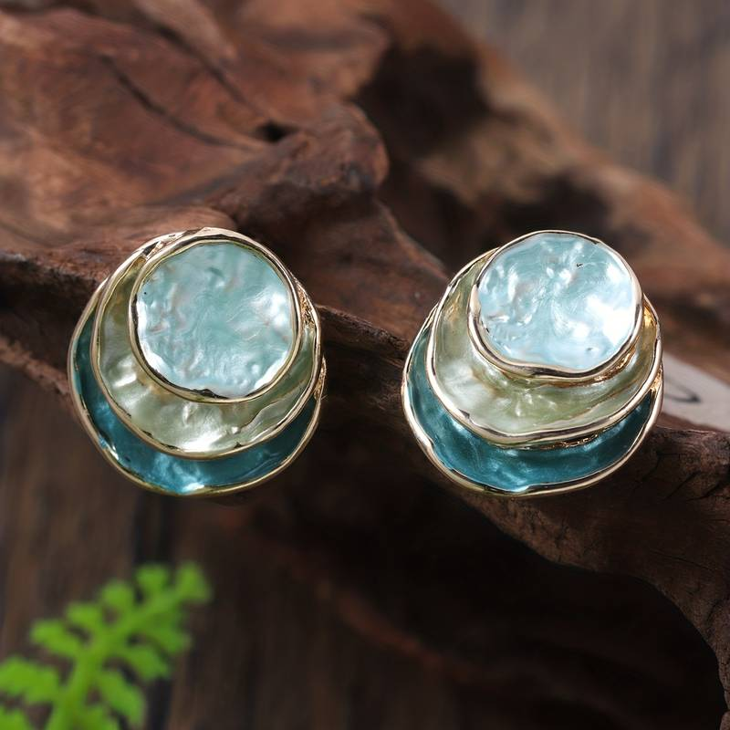 Sea Glass Blue Drop Hoop Earrings - Nocini