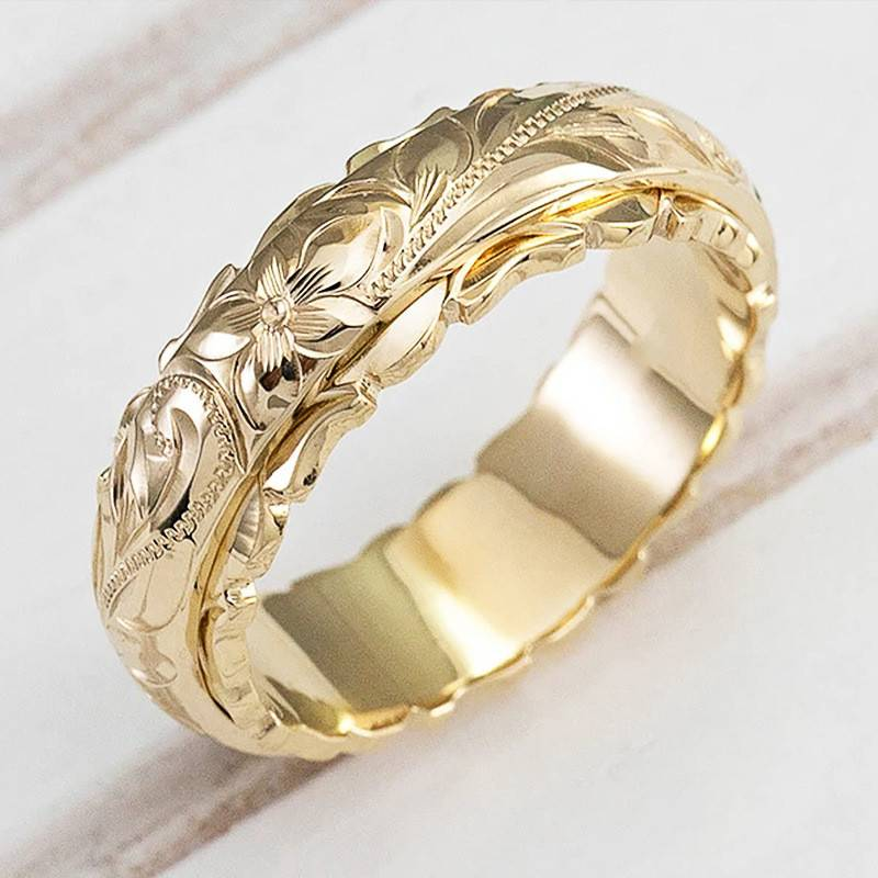 Classic Flower Gold Engagement Ring - Nocini